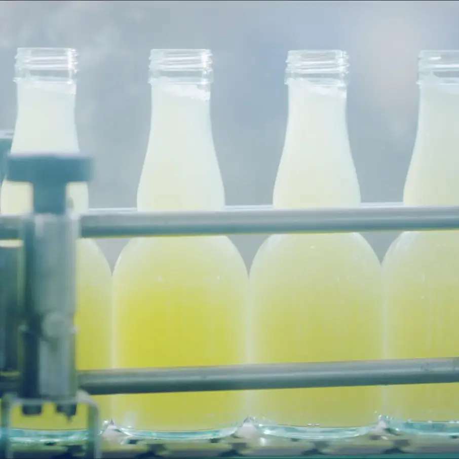 Foto della linea di riempimento delle caraffine Polenghi