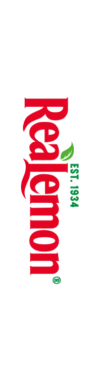 Logo verticale RedLemon in rosso con una foglia verde, grafica semplice e allungata per marchio di succo di limone