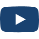 Un rettangolo blu con angoli arrotondati presenta al centro un triangolo bianco che funge da pulsante di riproduzione, simile all'icona di YouTube.