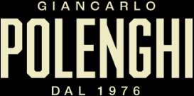 Il logo recita “GIANCARLO POLENGHI DAL 1976″ in maiuscolo su sfondo nero, con ”POLENGHI“ in caratteri grandi e il resto in caratteri più piccoli sopra e sotto.
