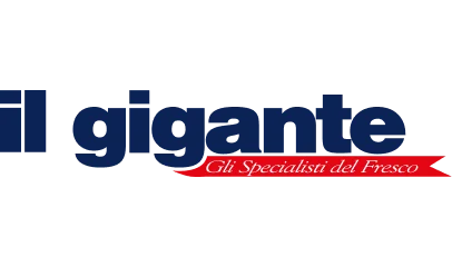 Il logo “Il Gigante” in caratteri blu in grassetto, con un nastro rosso sottostante recante la scritta in italiano “Gli Specialisti del Fresco”...